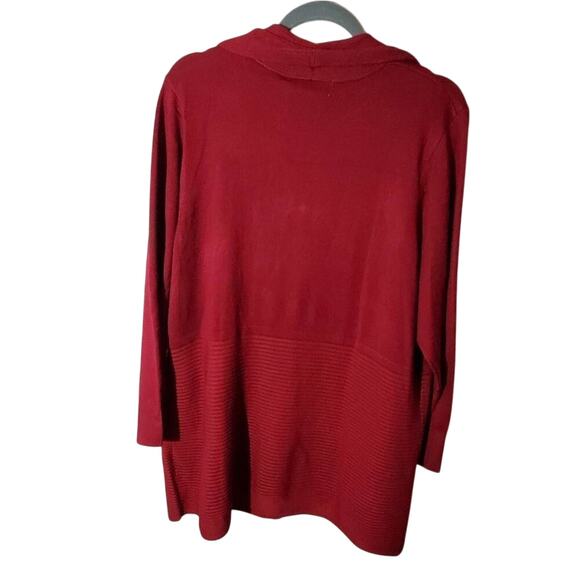 CHELSEA‎ & Theodore red statement lantern sleeve cardigan sweater plus size 2X - Picture 2 of 8